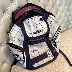 Burton White and Purple Checkered Backpack